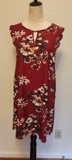 Womens Sz M(6) Maroon Lightweight Floral Dress. (498)