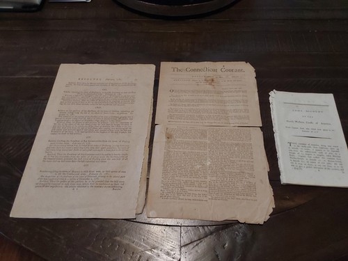 Colonial America Lot 1781 MA Resolves, Capt Cook NW Coast, Connecticut Courant