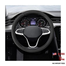 15 Inch Leather Steering Wheel Cover, Breathable Anti-Slip Steering Black