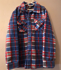 Quicksilver Youth Boys Medium M 10/12 Fleece Flannel Jacket Plaid Blue Red