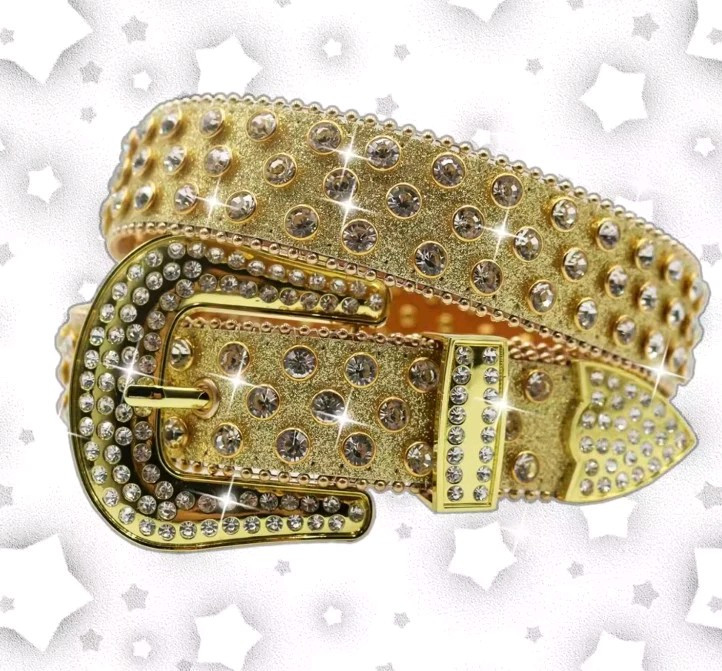 GOLD BLING WESTERN RHINESTONE CRYSTAL FASHION LUXURIOUS BELT  display picture 1