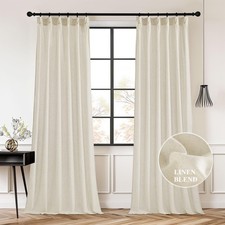 Pinch Pleated Sheer Curtains 84 inches Long, Natural Linen Light Airy Drapes ...