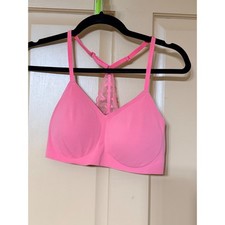 True Co True Body Pink Lace Racerback Triangle Bralette Seamless Wireless Med