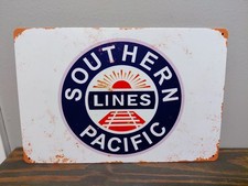 SOUTHERN PACIFIC LINES RAILROAD 12 x 8 inch Metal Sign