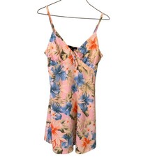 Forever 21 Floral Print Mini Dress Spaghetti Strap Pink Blue Orange L