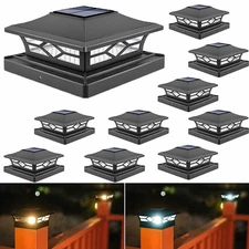 2-10 Pack Outdoor Light Solar Post Deck Fence Cap For 4x4 6x6 Bright Light BK/WH