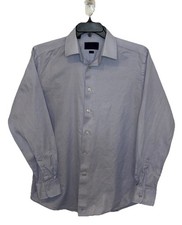 David Donahue Trim Fit Dress Shirt Mens 16.5 34/35, Light Blue 100% Cotton