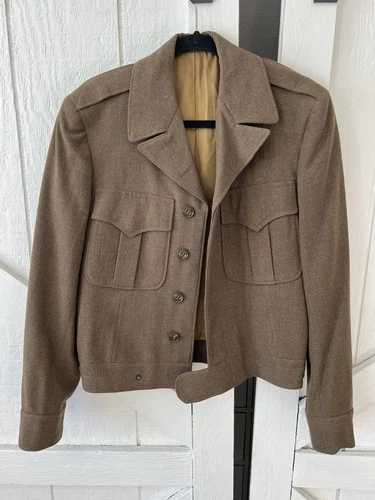Vintage WWII US Army Jacket Mens 38 Olive Drab Field Wool OD Ike Uniform M-1944