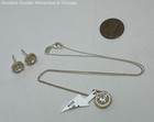 925 Vermeil Cubic Zirconia Pendant Necklace & Stud Earrings 4.7g — photo 2