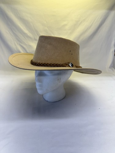 Aussie Outback Hat Tan Suede Cowboy Men Women Australian Sz Medium