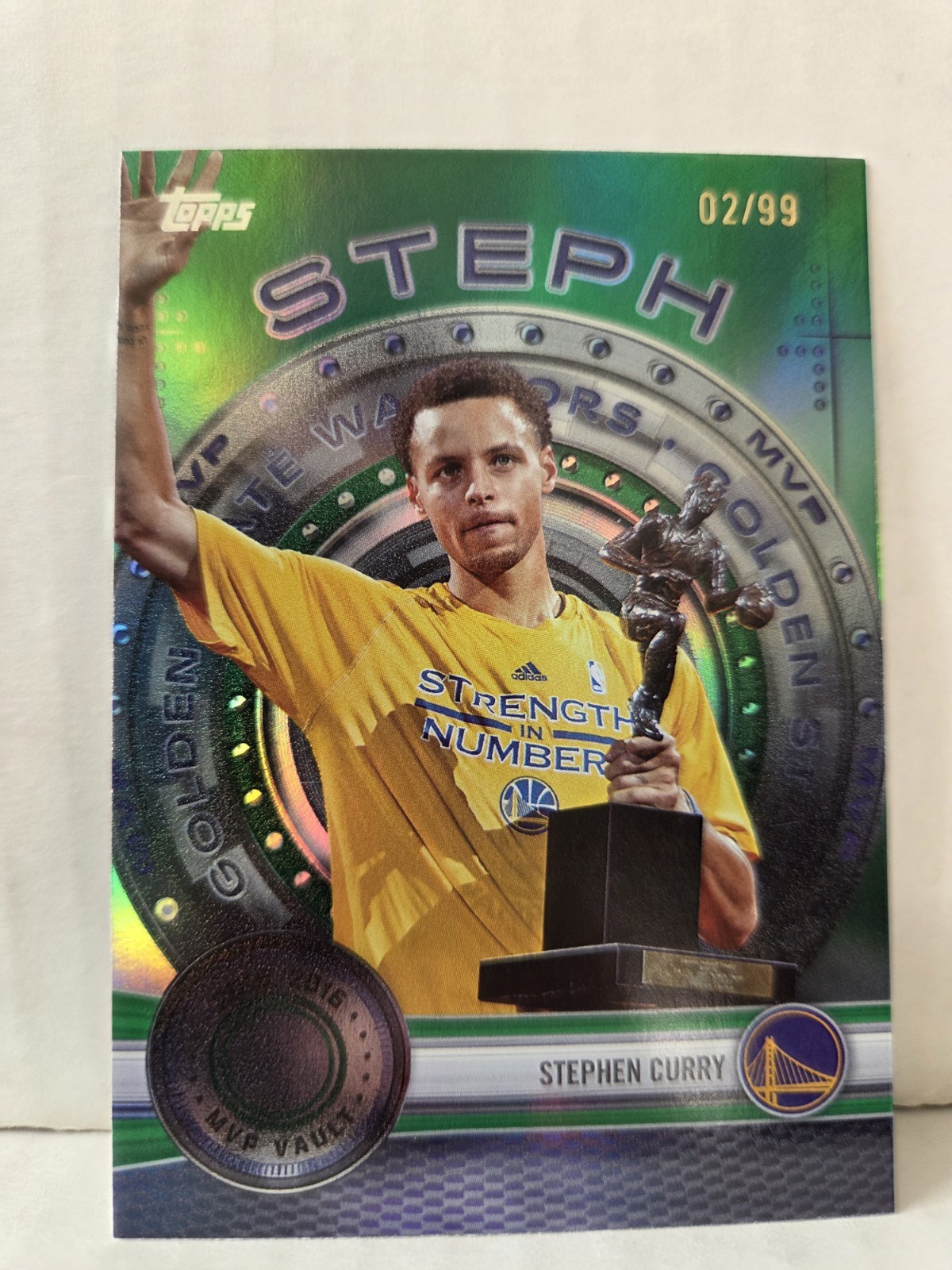 Stephen Curry 2025-26 Topps Green Foil MVP Vault 2/99 Warriors