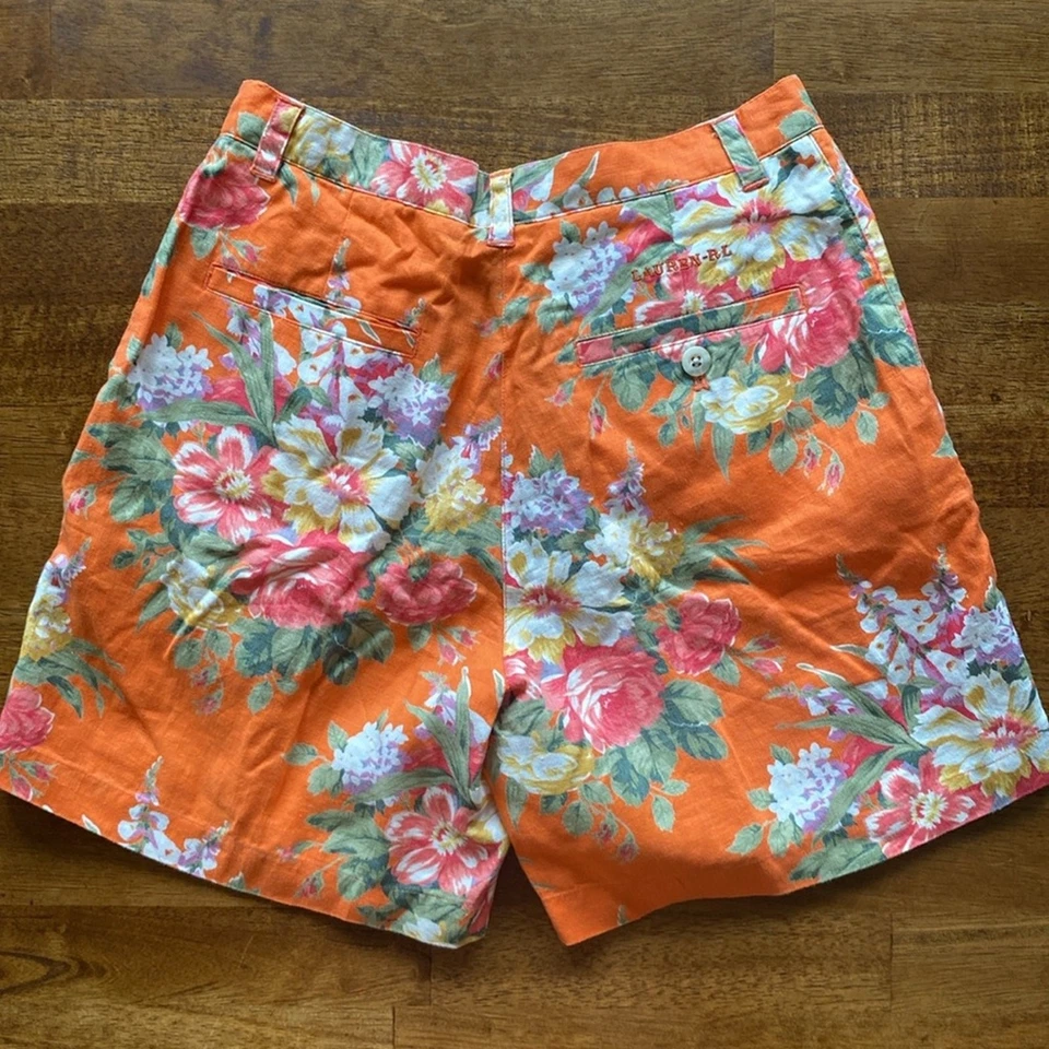 Pantalón corto Ralph Lauren 100% lino estampado floral. Talla 4 petite Foto 2 de 4