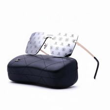 CHANEL Aviator Mirrored Lens Sunglasses With Case Aviator Logos on Lenses