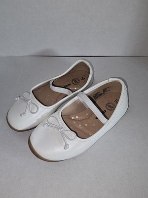 Wonder Nation Girls White Ballet Flats Size 10 Memory Foam Dress Shoes