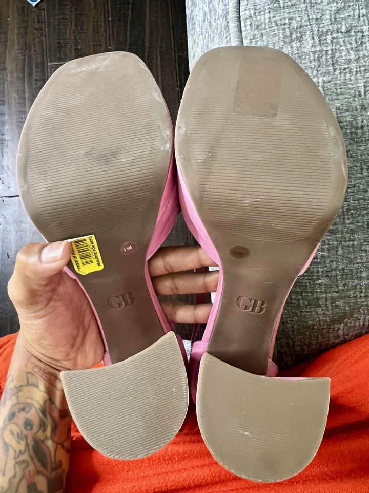 GB Zapatos Mujer Talla 9.5M Rosa Plataforma Tacón Bloque Correa al Tobillo Vestido Bombas Retro Foto 2 de 4