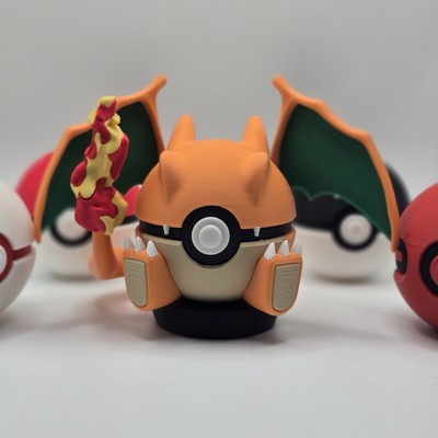 Charizard Ball | 3D Printed Display Pokemon Pokeballs from N3D | + FREE KEYCHAIN