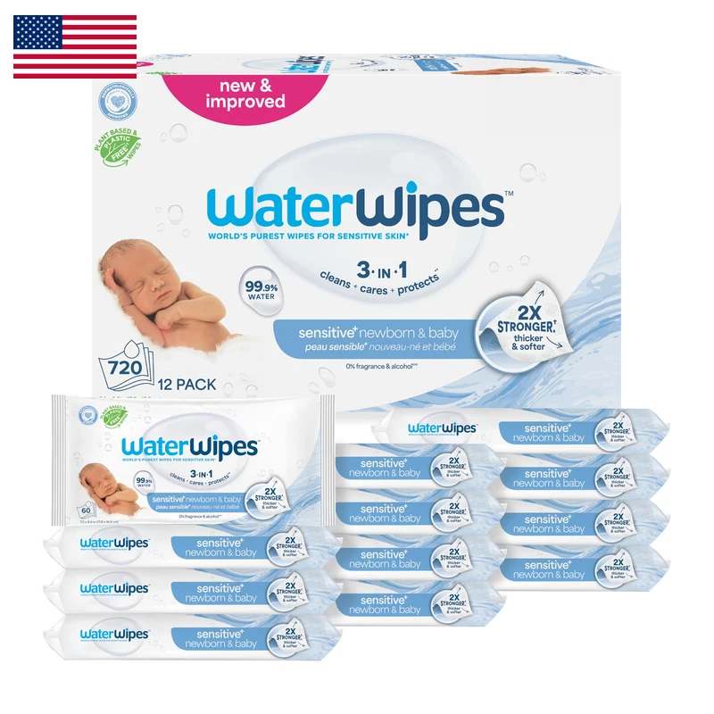 Waterwipes Sensitive Newborn Baby Wipes 3-In-1 Cleans Cares Protects 99.9 Water
Opens in a new windo