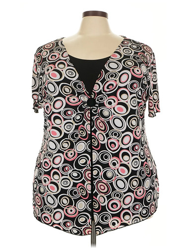 CJ Laing Women Black Short Sleeve Blouse 3X Plus