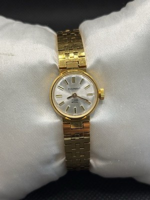 Alte mechanische Uhr DIAMANT Goldplatte Damen