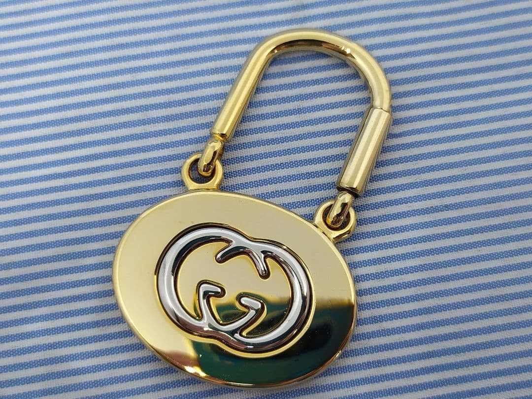GUCCI Keyring Keychain Bag Charm Gold Silver Logo Vintage 02628i thumbnail 14