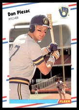 Dan Plesac 1988 Fleer #171 Milwaukee Brewers MLB READ FREE SHIPPING AutographDen