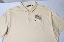 Travis Mathew Polo Mens XXL Yellow Palm Trees Short Sleeve Shirt