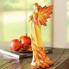 Autumn Angel Figurine Maple Leaf Wing Resin Statue Desktop Home Decor Gift