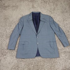 Brioni Suit Coat Mens 48R Plaid Dual Vents Super 150's Blue
