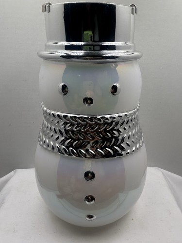 Bath and Body Works Iridescent Opalescent Snowman Candle Holder Figural