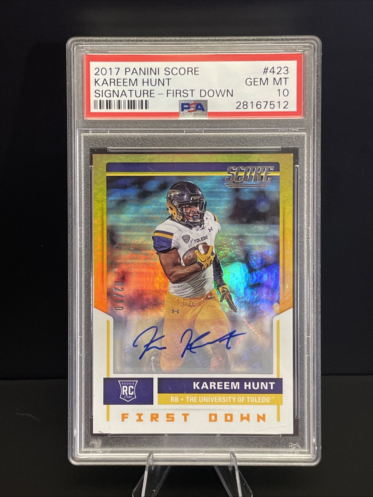 Kareem Hunt Panini Score #423 Signature-First Down