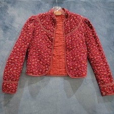 EBER San Francisco Quilted Cropped Jacket Womans Small Equestrian Floral Red 80s
