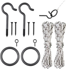 Hook and Ring Swing DIY Kit Heavy-Duty Hardware and String Ring Toss Game Indoor
