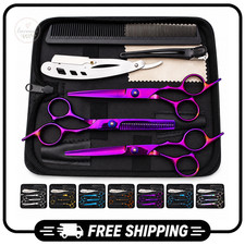 7pc Professional Barber Scissors Set 6in Cutting Thinning Shears Razor Comb Case