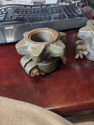 Vintage Pair of Barbell Collars Spin Lock 3 kg 6.5 lb Cast To Iron Gray Wingnut - Picture 7 of 8