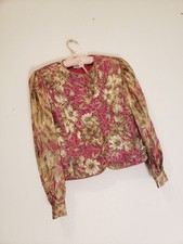vtg 80s ANNE CRIMMINS UMI COLLECTIONS jacket blazer metallic Pink Gold floral 12