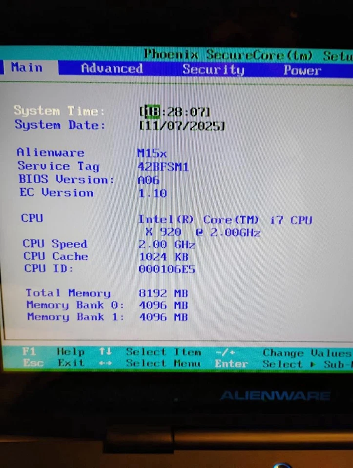 Alienware M15X Laptop Intel I7-920xm 8gb Ram 256g SSD 15.6 Windows 11 Parts Only - Image 2 of 4