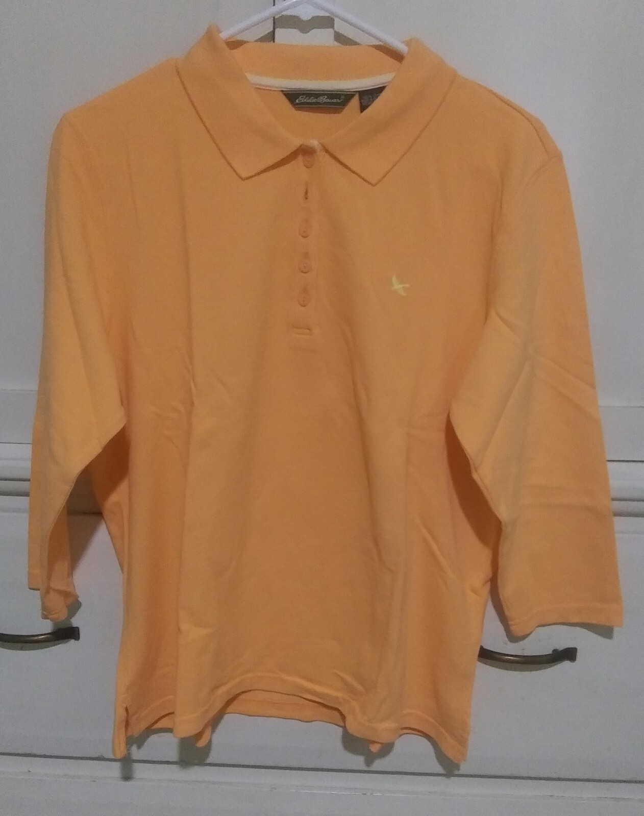 Eddie Bauer Button-Up Orange Cheddar Solid Color … - image 1