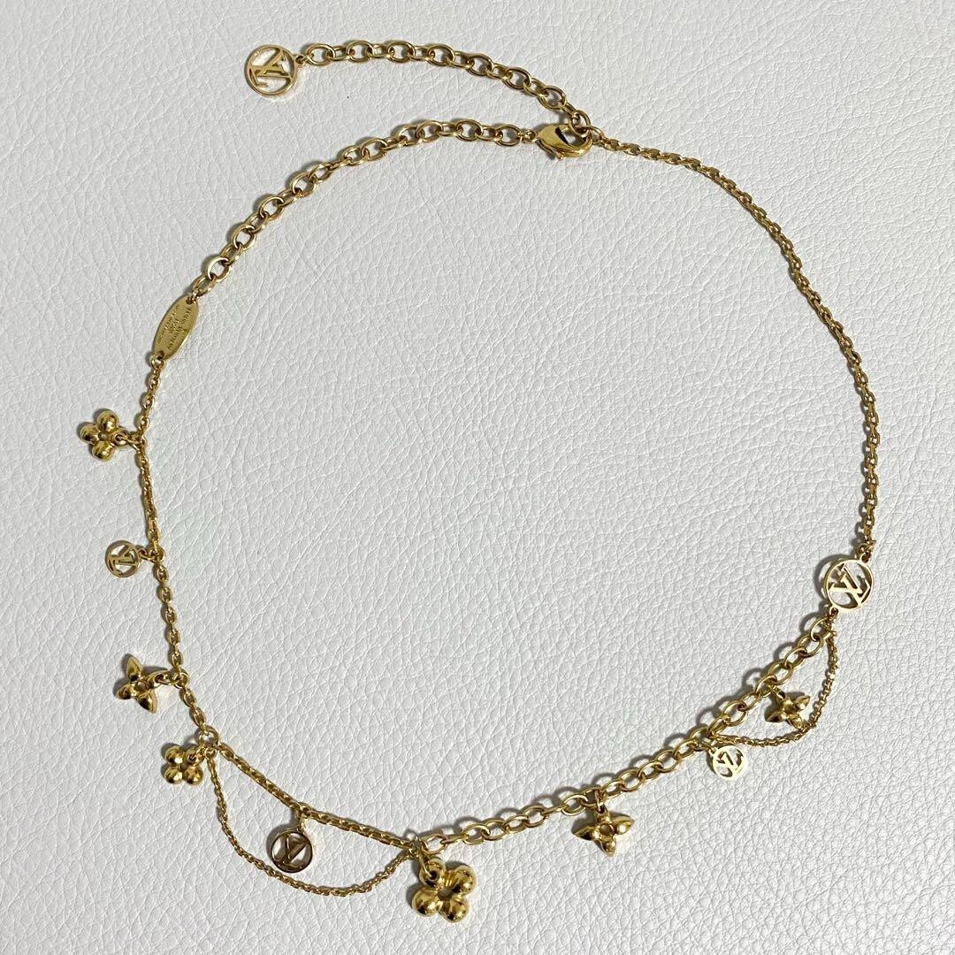 LOUIS VUITTON GP Collier Blooming Monogram Flower Necklace Gold