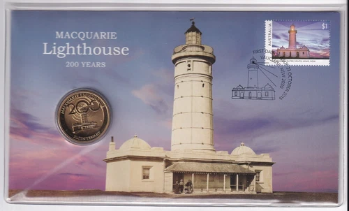 AUSTRALIAN PNC COVER: 2018 $1 COIN MACQUARIE LIGHTHOUSE 200 YEARS.