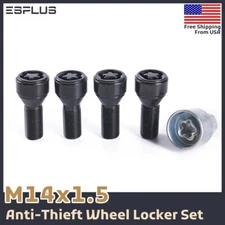 4x Audi Wheel Lock M14x1.5 Black 28mm Fit Latest A/Q/R/RS/S/SQ AfterMarket Rim