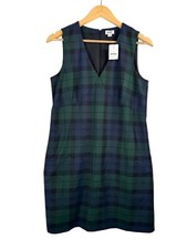 J.Crew Black Watch sleeveless V-neck shift dress plaid preppy 90s sz 4