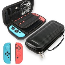 Nintendo Switch Carrying Case Carbon Fiber Pouch Hard Travel Bag w/Joy-Con Case