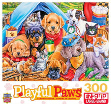 MasterPieces Playful Paws 300 Large Piece Puppy Camping Buddies EZGrip Puzzle