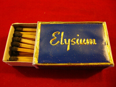Vintage Small Matchbox from ''Elysium'' Unstruck w/Black Tip Matches-Made Sweden
