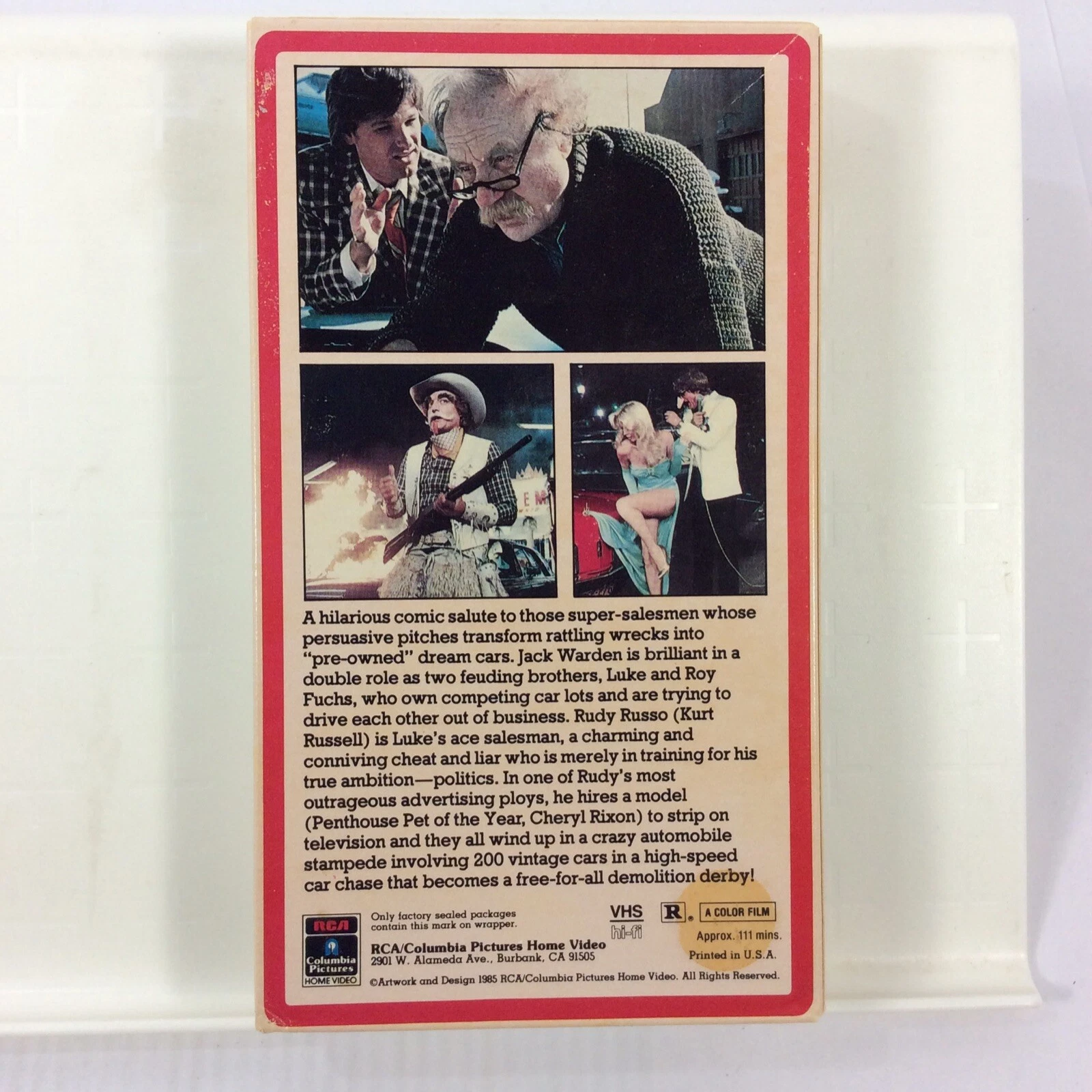  used cars vhs 1985 rca columbia side flap box kurt russell 
