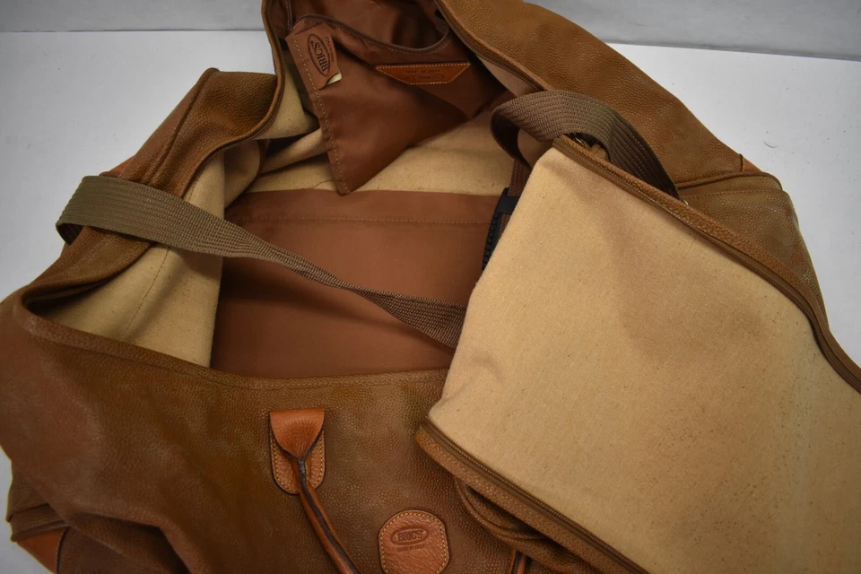 Bolso de Lona Cuadrado Bric's Terracotta 25" Cuero Cierre con Cremallera Gran Tamaño Italiano Foto 4 de 4