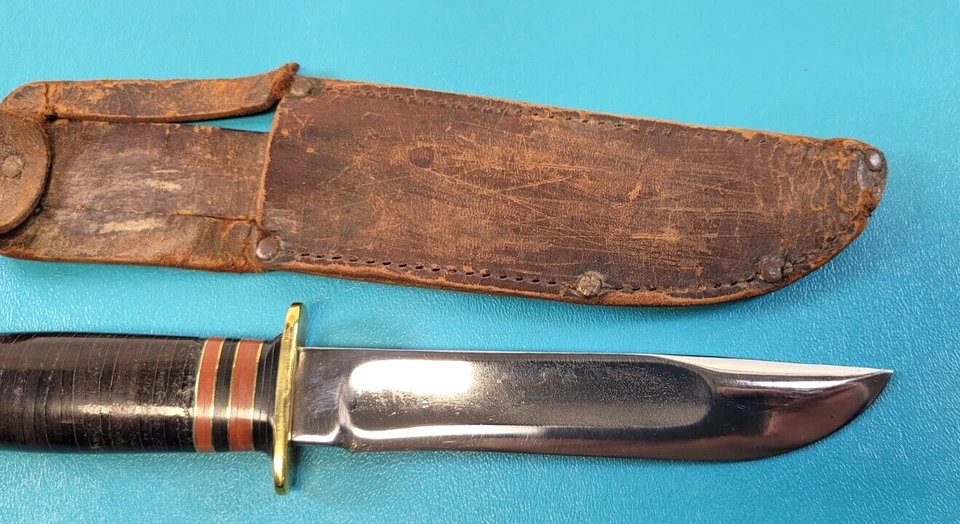 Raro M.S.A. Cuchillo de caza de supervivencia Co Marbles Gladstone asta + funda 10,5" Foto 3 de 4
