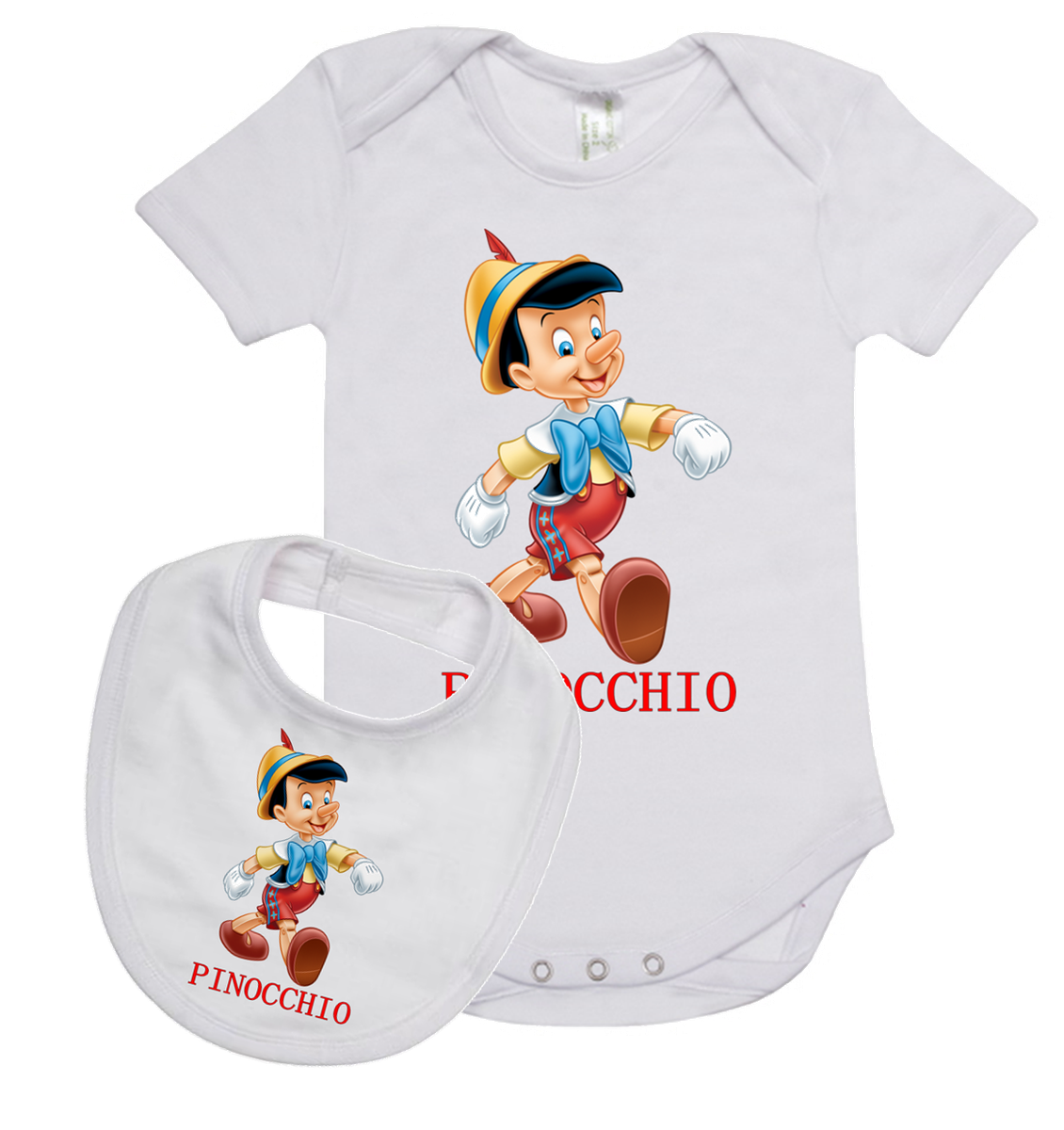 Baby Romper Suit PLUS a Baby Bib Disneys PINOCCHIO new cotton one - Main Image