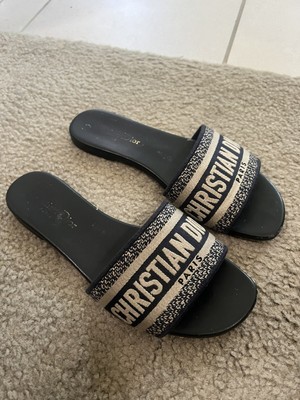 Christian Dior Dway Slide Sandals  Navy Blue SZ 37.5