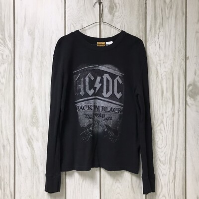 Vintage Rockware Men AC/DC Back In Black 1980 Long Sleeve Graphic T ...